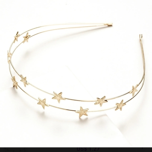 Headband- Double Layer With Gold Stars - Picture 5 of 8